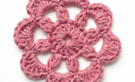 Free Crochet Motif Flower, Rainy Day