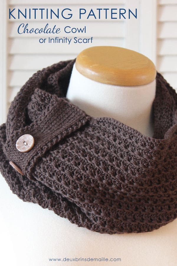 Deux Brins de Maille - Knitting Pattern Chocolate Cowl or Infinity Scarf